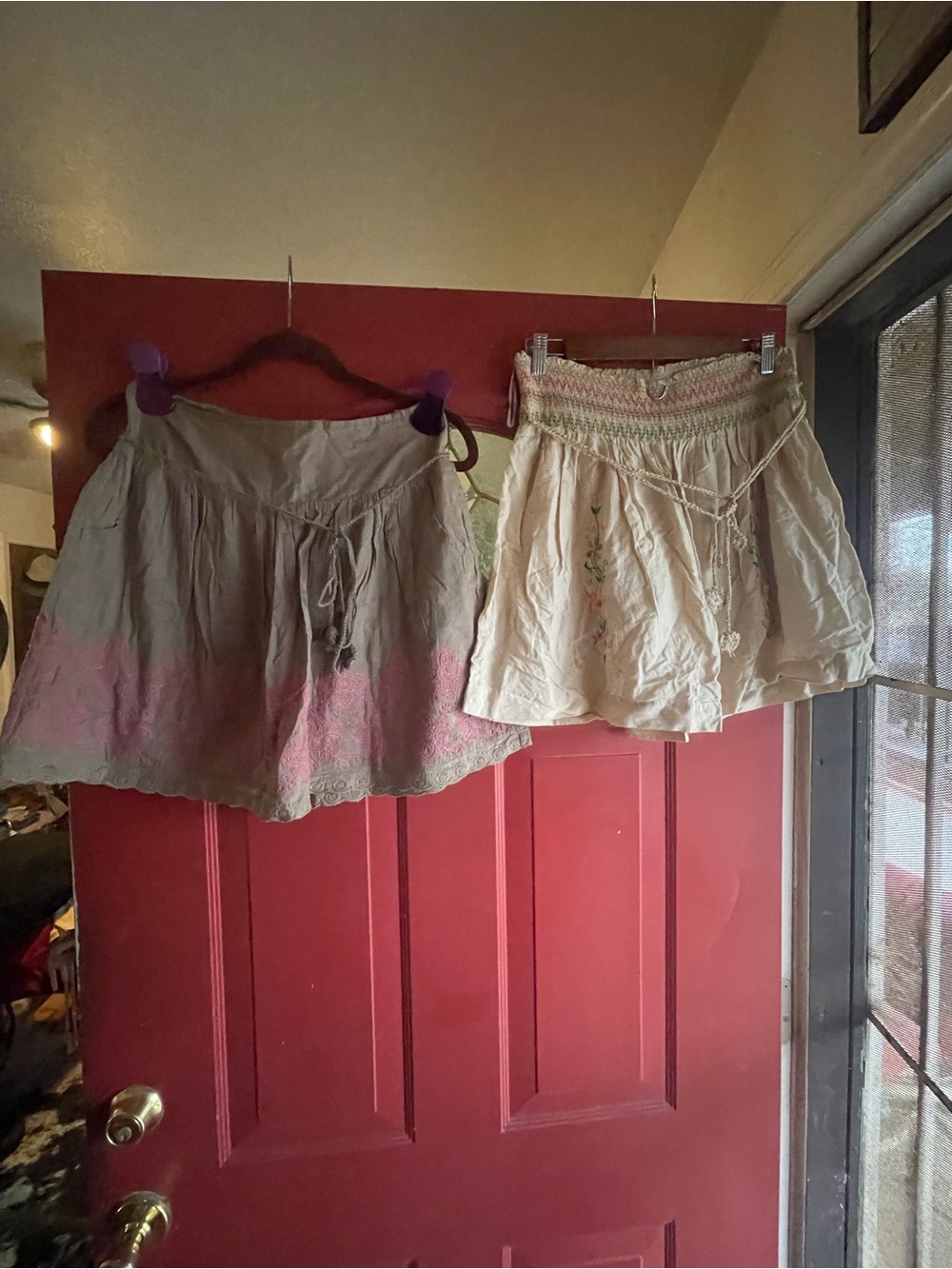 LUCKY BRAND Boho Tiered lined Cream Skirt with Pink Dip Dye 100% cotton